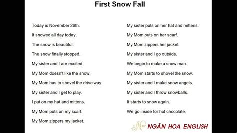 Poems in english about the new year and winter. First Snow Fall (Poem voice imitating series) - YouTube