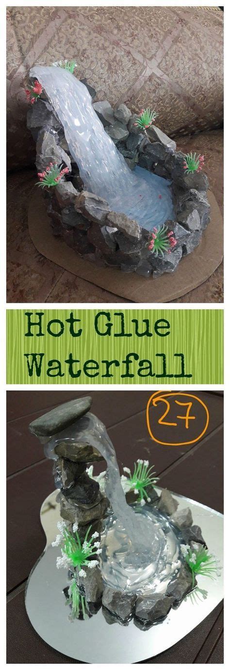 Diy Waterfall With Hot Glue With Images Diy Waterfall Fairy Garden My