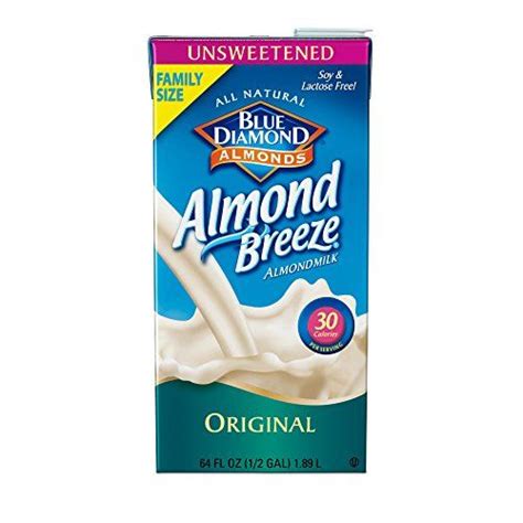 Blue Diamond Almond Breeze Unsweetened Original Milk 64 Ounce Pack Of