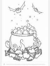Halloween Coloring Cauldron Witch Embroidery Pages Witches Moldes Book Adult Drawings Hand Uploaded User sketch template