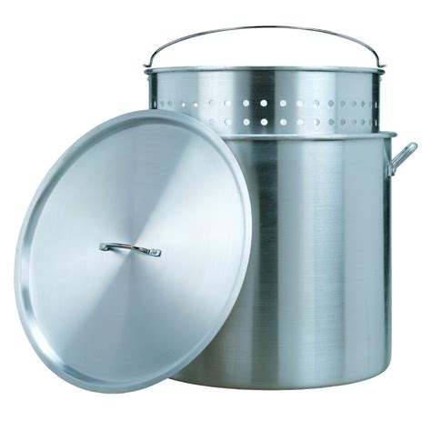 The stock pot can be used on ony stove top including induction. RiverGrille 80 Qt. Aluminum Stock Pot and Strainer Set ...