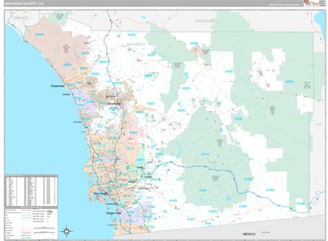 San Diego County Ca Zip Code Map Premium Marketmaps