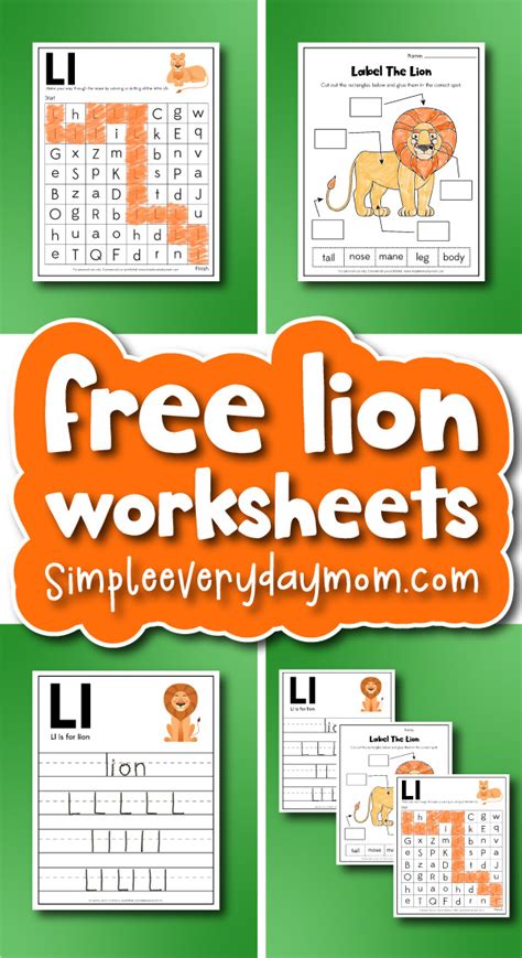 Lion Worksheets For Kids Free Printable