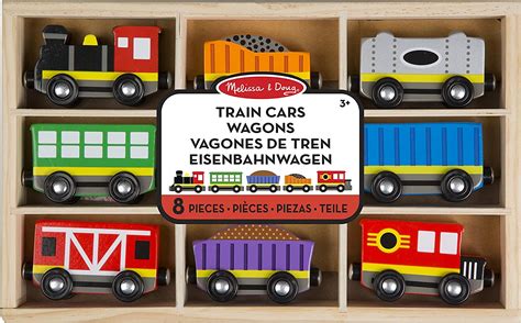Melissa And Doug Wooden Train Cars 8 Piece Train Set Amazonca Toys