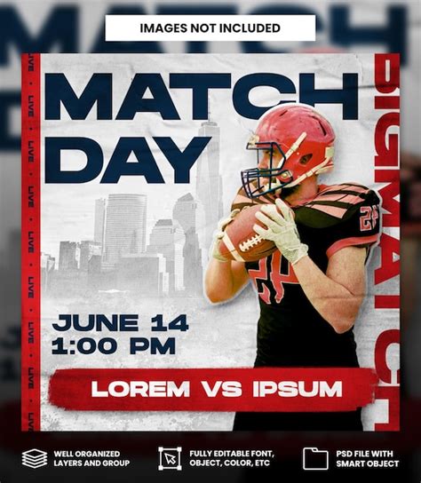 Premium Psd American Football Sport Match Day With Grunge Effect