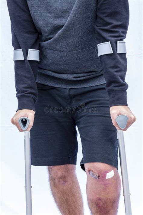 Man On Crutches Stock Photo Image Of Male Lean Assistance 44965354