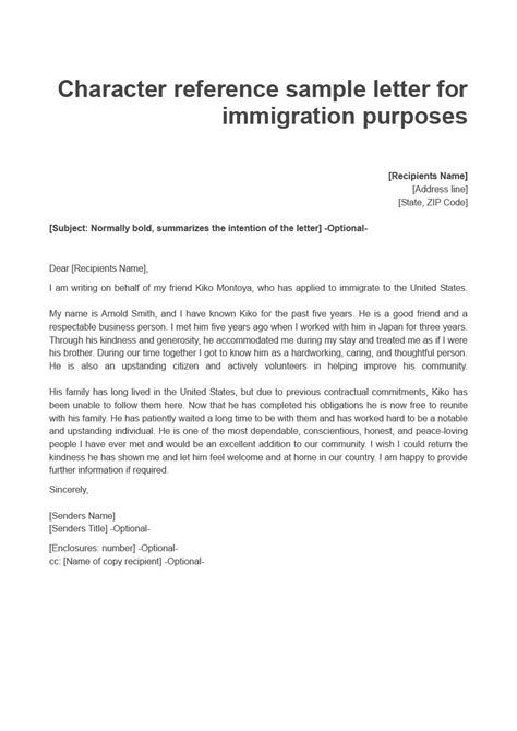 Good Character Reference Letter For Immigration • Invitation Template Ideas