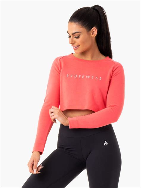 Staples Cropped Sweater Coral Ryderwear
