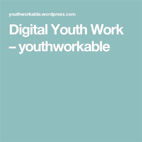Digital Youth Work Youthworkable Youth Work Digital Youth