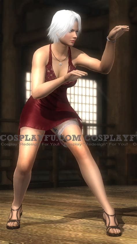 Custom Christie Cosplay Costume Red Cocktail Dress From Dead Or Alive