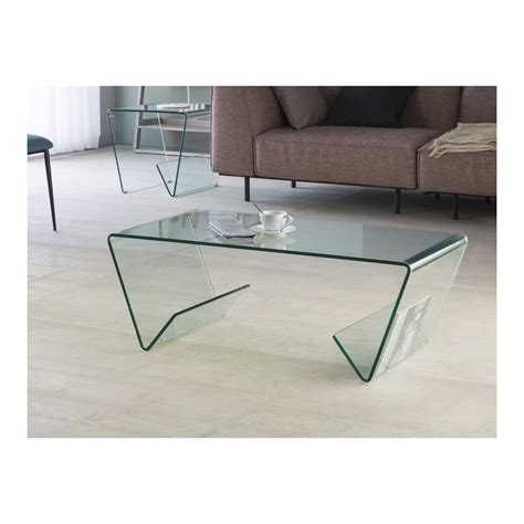 Clear Modern Curved Glass Coffee Table Clanbay