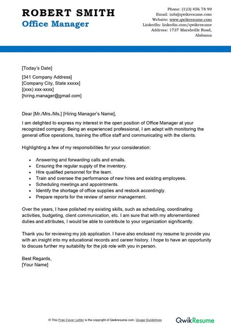 Office Coordinator Cover Letter Examples QwikResume