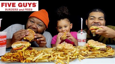 Five Guys Burgers And Fries Mukbang Eating Show Youtube