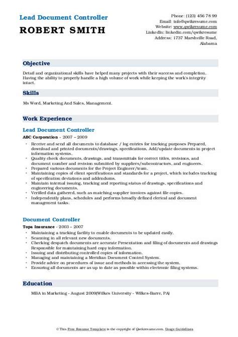 Controller Resume Template Word