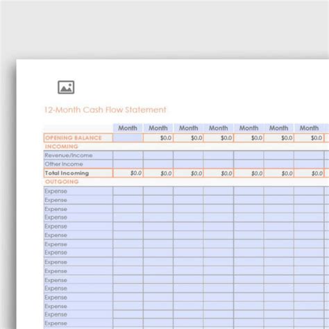 12 Month Cash Flow Statement Pdf Form Fully Editable Yvoxs