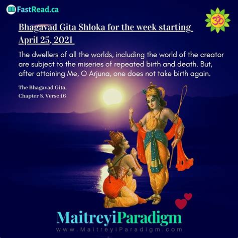 The Bhagavad Gita Shloka For The Week Of April 25 2021 In 2021