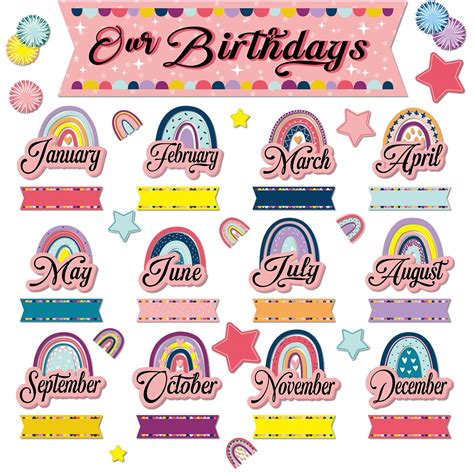 Buy 152 Pcs Birthday Bulletin Board Classroom Set Boho Rainbow Birthday