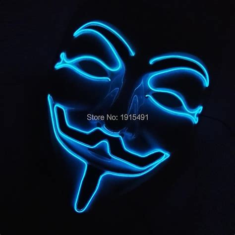 Luminous Led Neon Light Cosplay V For Vendetta Mask Guy Fawkes Light Up