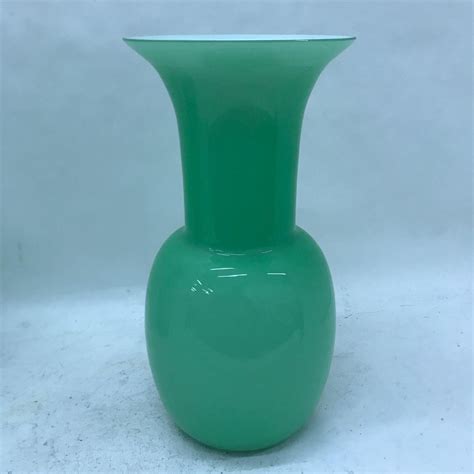 Green Murano Opaline Glass Vases By Aureliano Toso 2001 Set Of 2 For Sale At Pamono