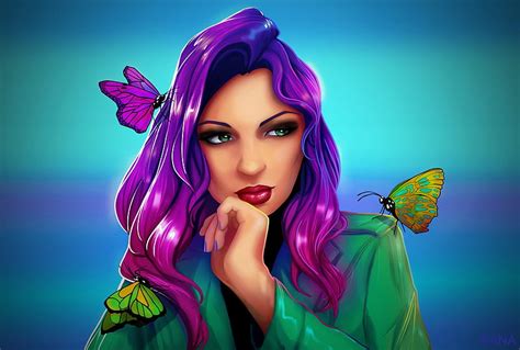 Butterflies Girl Painting Art Fantasy Hd Wallpaper Peakpx
