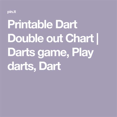 Printable Dart Double Out Chart Darts Game Play Darts Dart