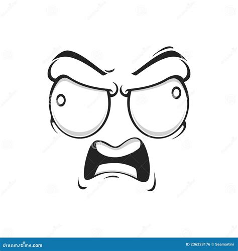 Cartoon Angry Face Vector Furious Yelling Emoji Stock Illustration Illustration Of Teeth