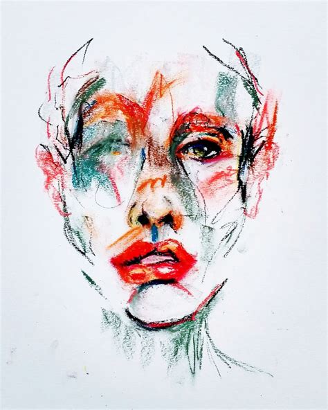 A Drawing Of A Woman S Face With Different Colored Lines On Her Face