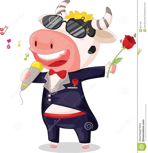 Singing Cow Stock Vector Illustration Of Drawing Dancing 9877746