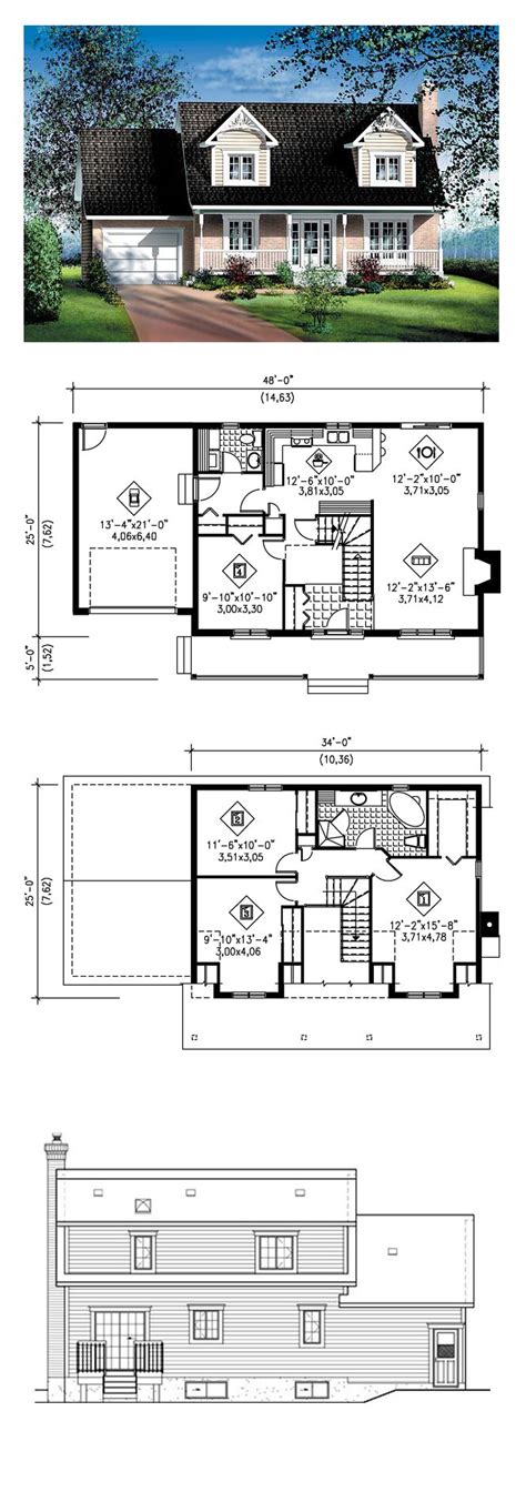 Cape Cod Style House Plan 49687 With 4 Bed 2 Bath 1 Car Garage