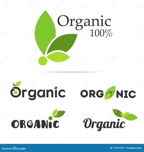 100 Organic Product Logo Set Natural Food Labels Stock Vector