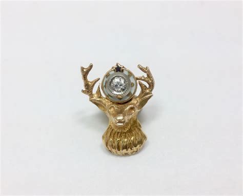 Vintage Elks Lodge Fraternal Diamond Lapel Pin 14k Yellow Gold 585 FMGE