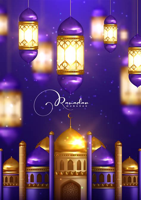 Ramadan Kareem Design with Glowing Lanterns - Download Free Vectors ...