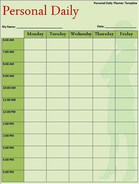 Free Daily Schedule Template Lovely Daily Planner Template Personal