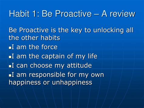 Ppt Habit 1 Be Proactive A Review Powerpoint Presentation Free