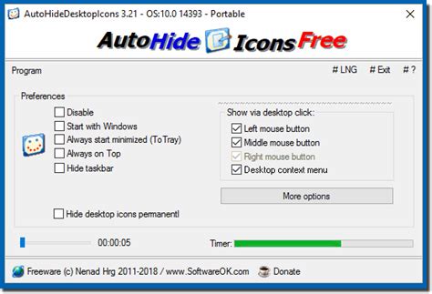 Autohidedesktopicons 611 Auto Hide Desktop Icons Portable Win App