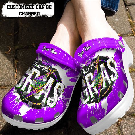 Carnival Crocss – Personalized Mardi Gras Leopard Lightning Clog Shoes