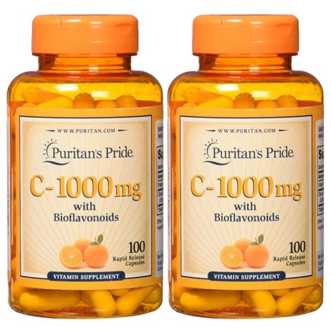 Puritan S Pride Vitamin C 1000 Mg With Bioflavonoids 100 Capsules 2 Pack