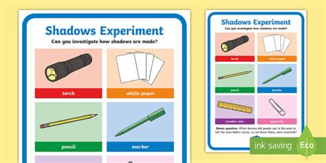 Science Light And Shadows Investigation Prompt Display Poster