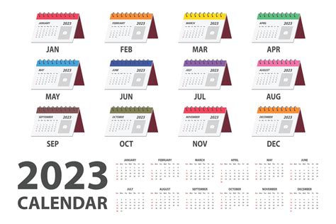 2023 Calendar Vector Illustration Simple Classic Monthly Calendar For