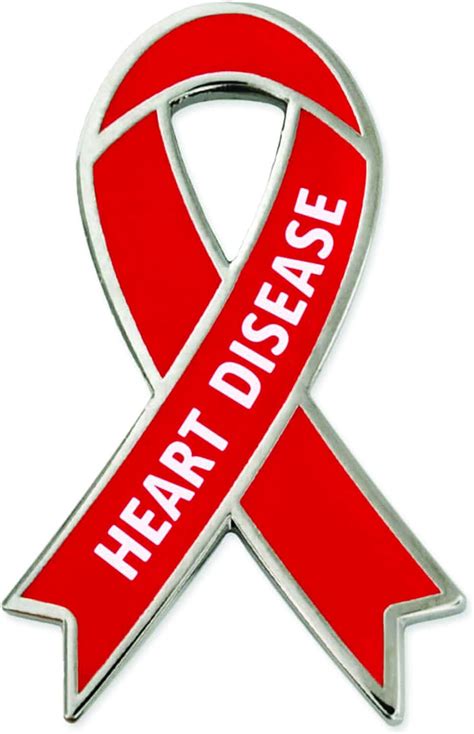 Pinmart Heart Disease Red Awareness Ribbon Enamel Lapel Pin