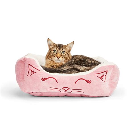 Everyyay Snooze Fest Pink Cat Face Embroidered Rectangle Lounger Cat