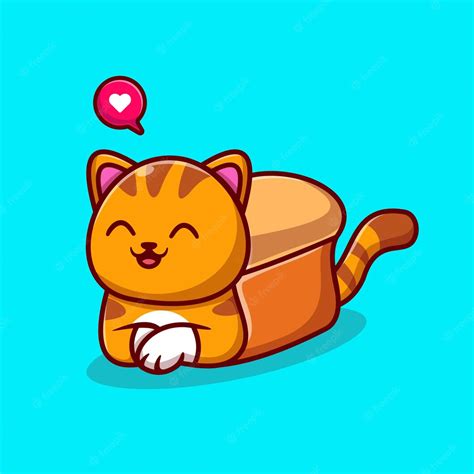 Free Vector Cute Cat Bread Cartoon Vector Icon Illustration Animal