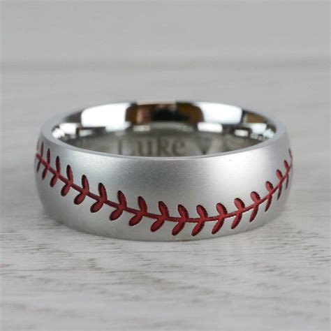 Fashion decorate jewelry mens accessories style: Beadblasted Mens Baseball Wedding Ring in Cobalt