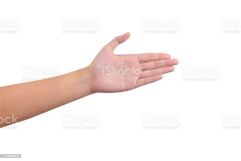 Woman Open Palm On A White Background Stock Photo Download Image Now