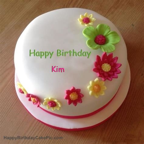 Colorful Flowers Birthday Cake For Kim