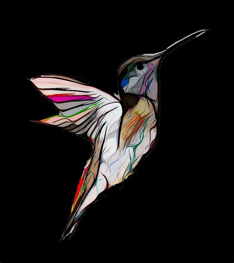 Abstract Hummingbird Color Print Etsy