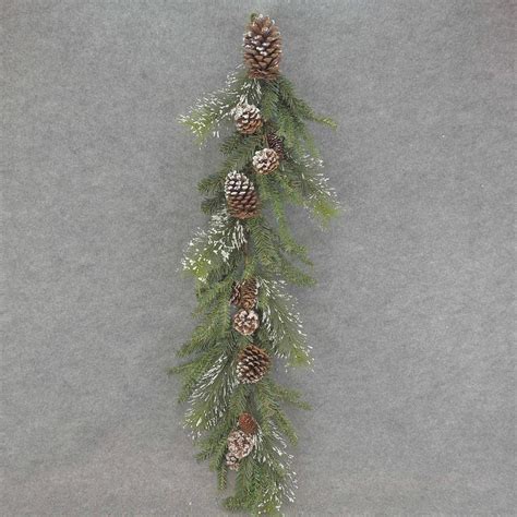 Artificial Snowy Pine And Pine Cone Garland Christmas Garlands