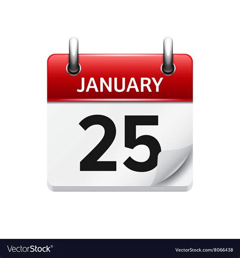January Flat Daily Calendar Icon Date Royalty Free Vector