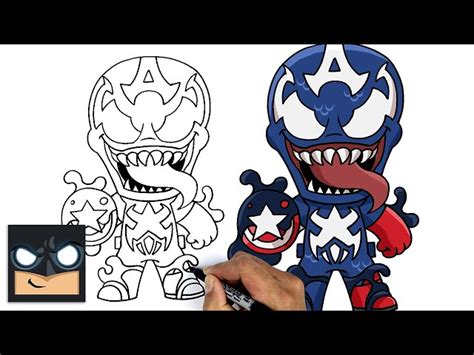 How To Draw Captain Venom Marvel Step By Step Tutorial Videos For Kids