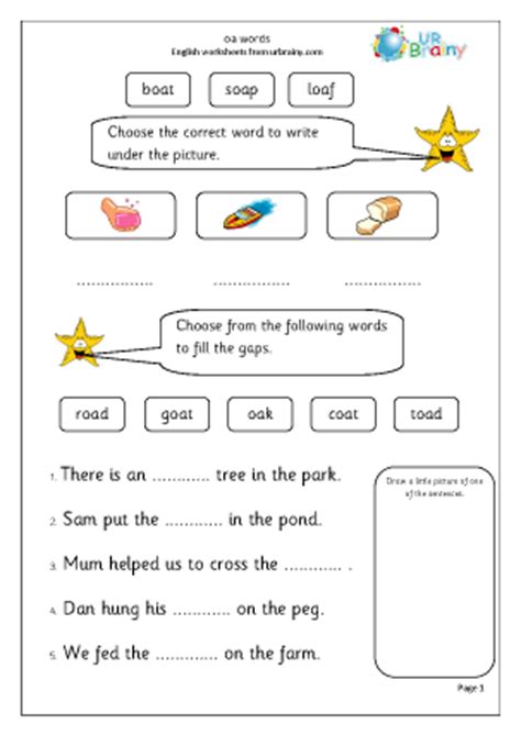 Cut the letter tiles and paste them in the correct box. oa Words English Worksheet For Key Stage 1